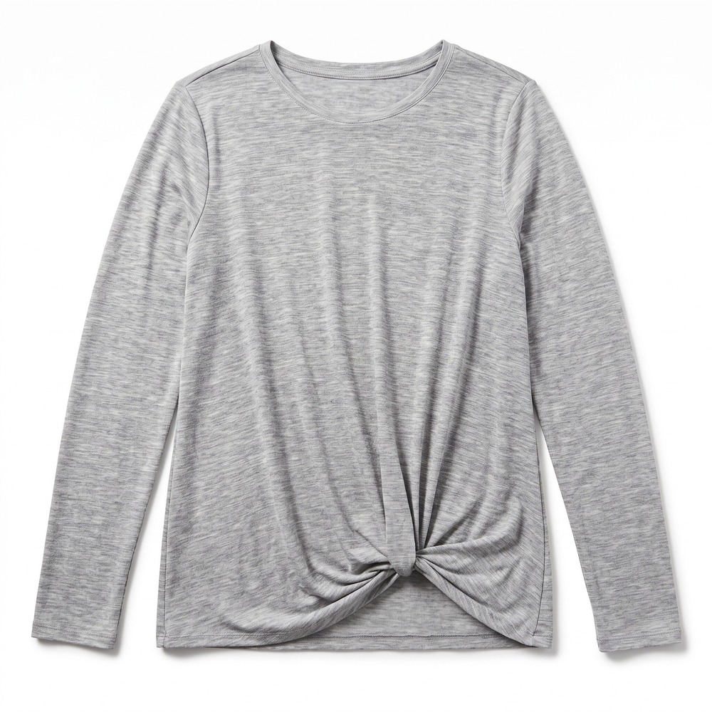LOFT M Gray Long Sleeve Front Knot Top Womens Casual Minimalist